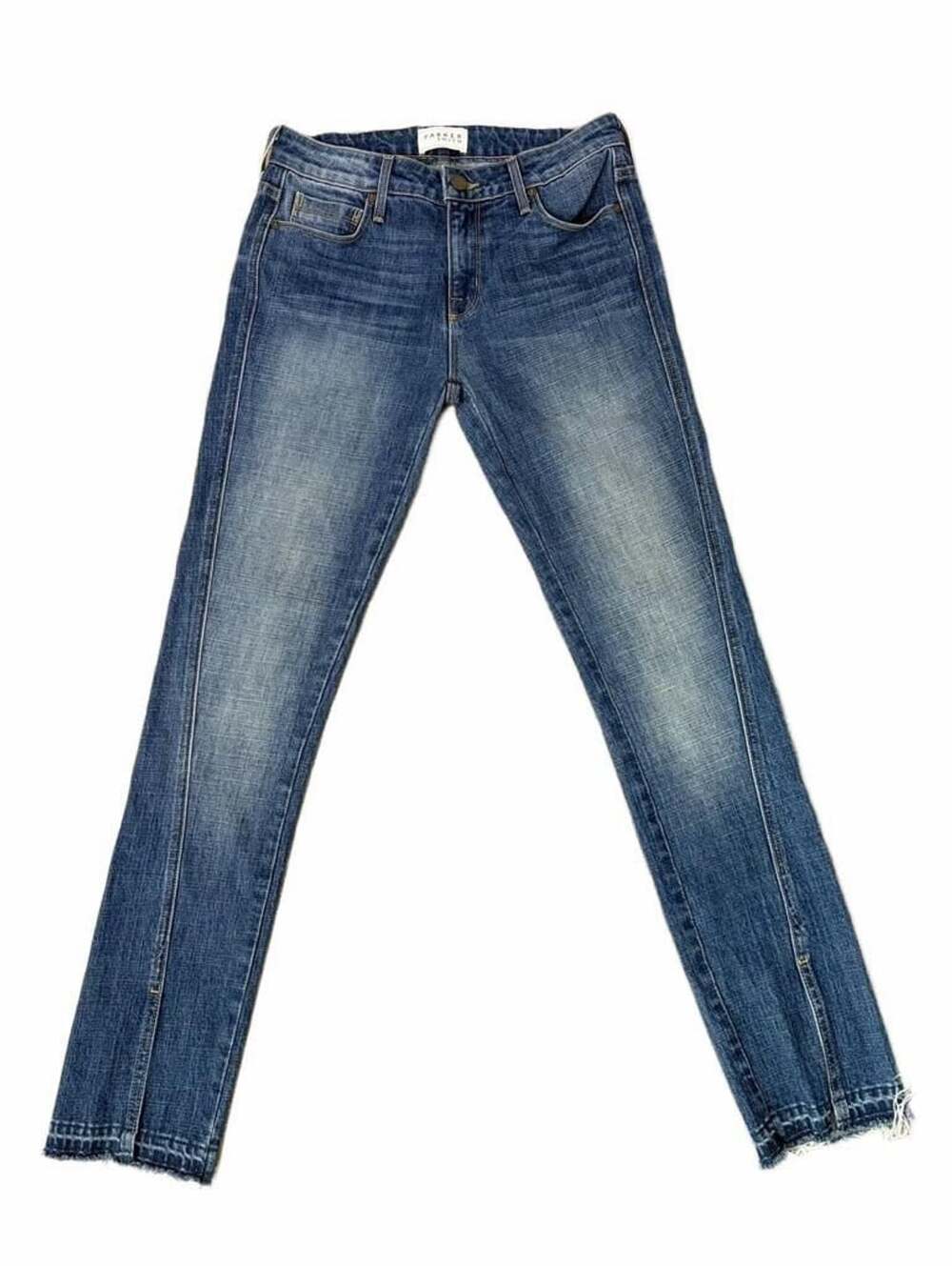 Parker Smith Medium Wash Skinny Front Seam Split Hem Jeans